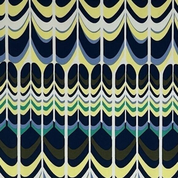 Talbots Navy Yellow Bold Print Career Office Date Skirt NWOT Size 10 - Picture 3 of 11